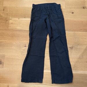 Athleta linen charcoal gray black wide leg casual Pants size 8 tall 8T